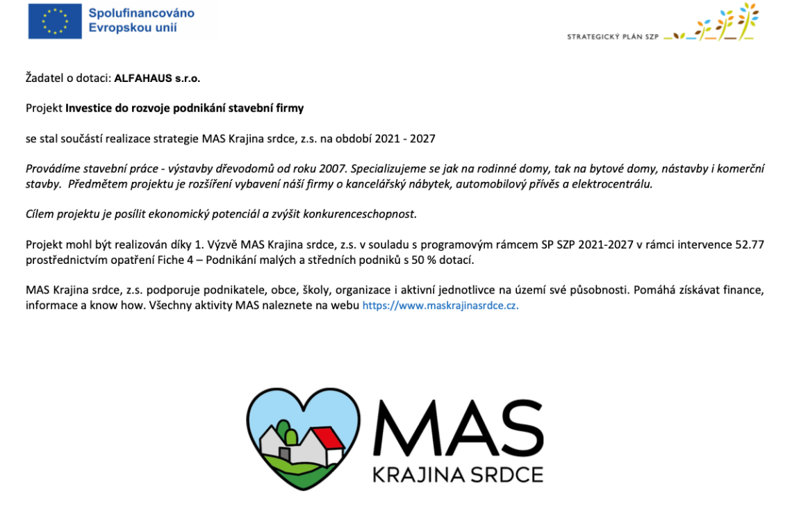 Projekt: Investice do rozvoje podnikání stavební firmy