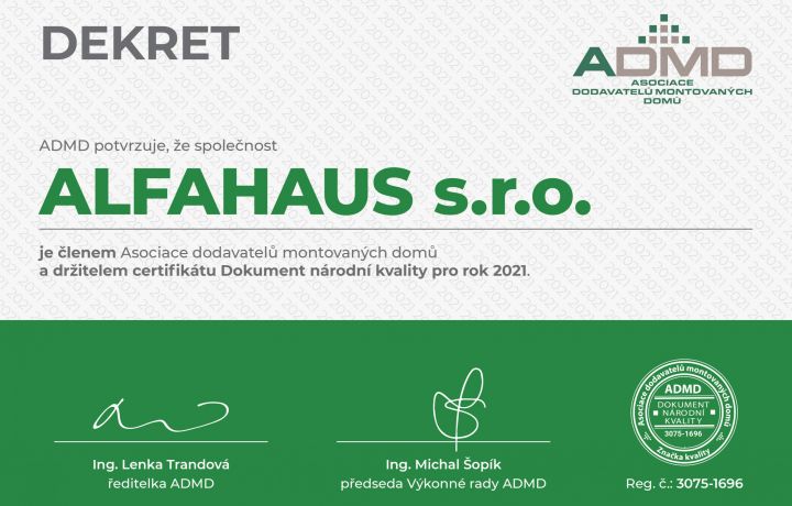 Obdrželi jsme certifik&aacute;t kvality ADMD